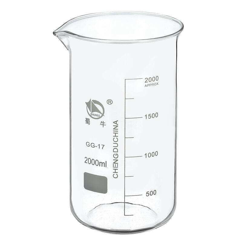 2000ml Tall Form Glass Beaker, 3.3 Borosilicate Lab Measuring Cups - Clear