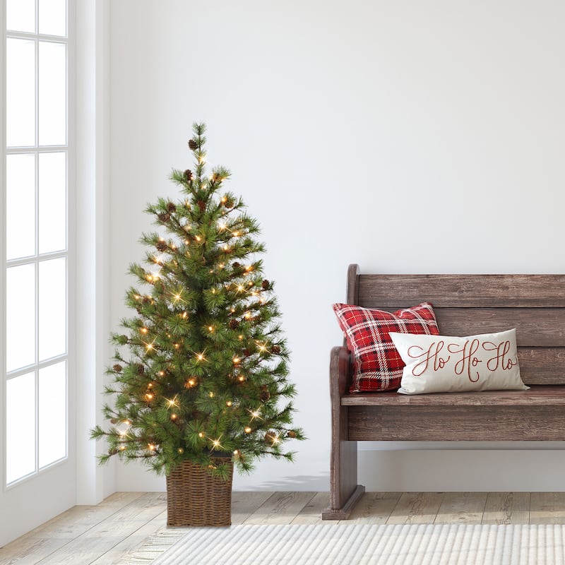 Puleo International 4 ft. Pre-Lit Potted Artificial Christmas Tree