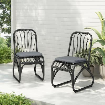 Outdoor PE Wicker Dining Chairs Set of 2