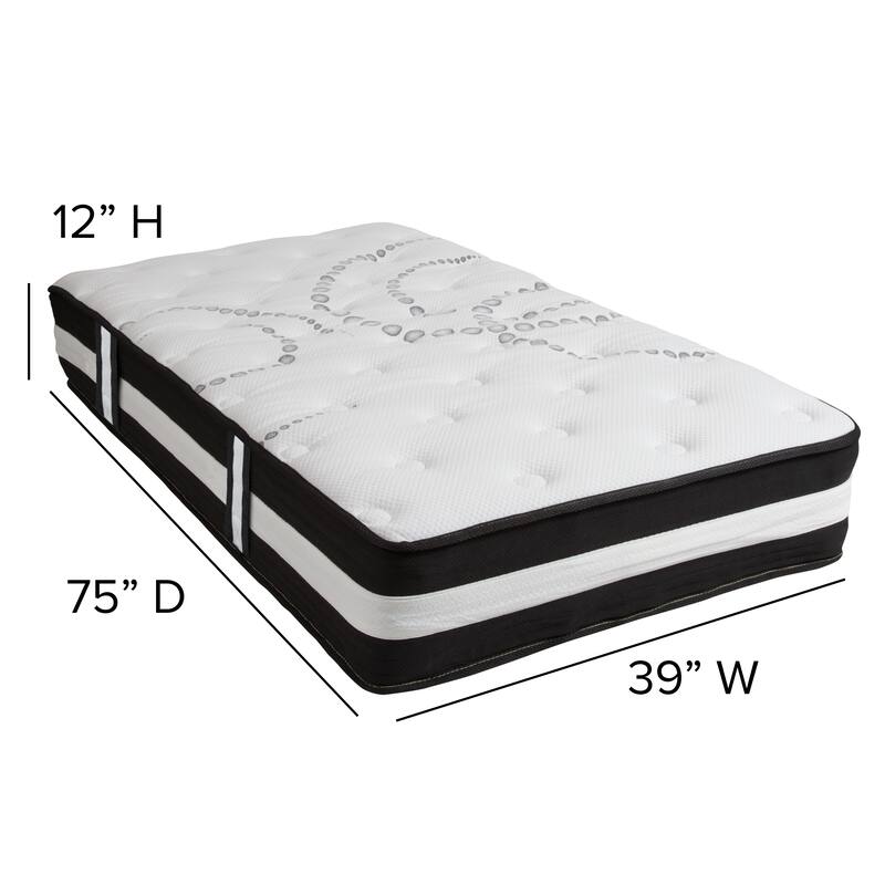 12" Mattress & Gel Memory Foam Topper Bundle Set