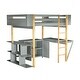 preview thumbnail 14 of 65, Modern Twin Size Wooden Loft Bed with Built-in Storage Cabinet and Cubes, Foldable Desk