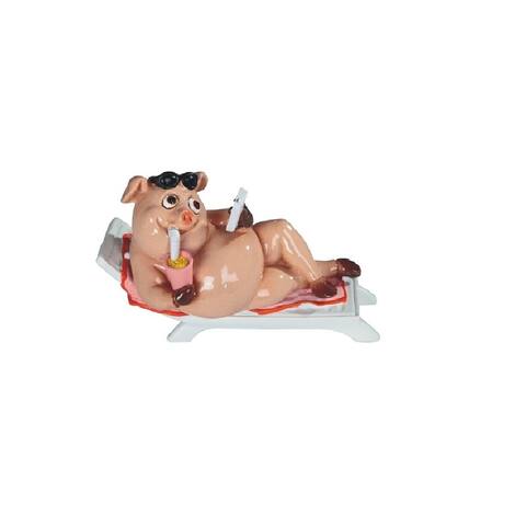 Q-Max 7.25"W Piggy Sunbathing Figurine