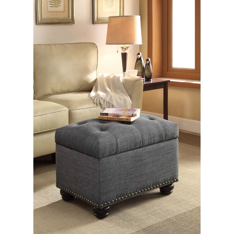 Convenience Concepts Designs4Comfort 5th Avenue Storage Ottoman - Dark Charcoal Grey Fabric
