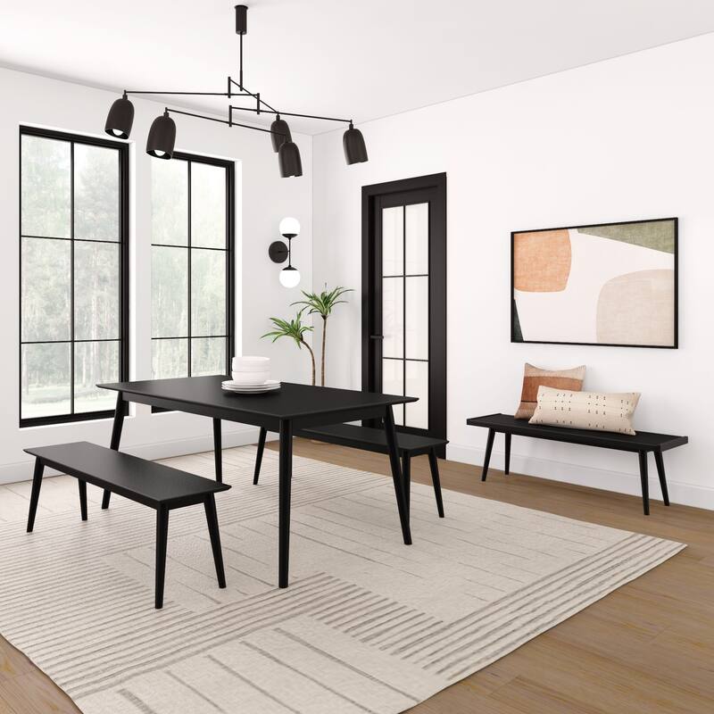 Plank and Beam 72" Mid-Century Modern Table and Benches Dining Set