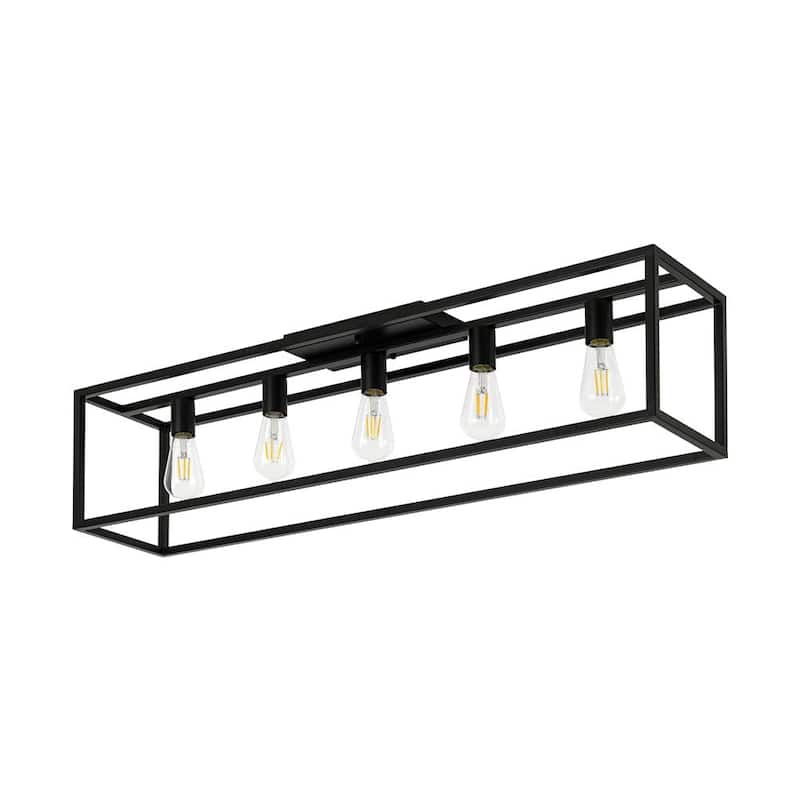 Minimalist 5-Light Rectangular Iron Cage Ceiling Light