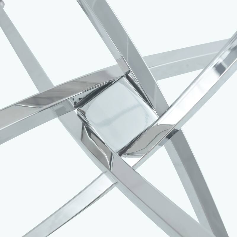 Round glass dining table suitable for 2-4 people: Modern minimalist style round transparent tempered glass table