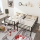 preview thumbnail 3 of 7, Metal Bunk Bed Twin Over Twin Size with Trundle, Metal Twin Size Bunk Beds Frame with Guardrails & Ladders, Twin Triple Bunk Bed