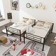 preview thumbnail 4 of 14, Twin over Twin Metal Bunk Bed Frame with Trundle, Fence, and Ladder