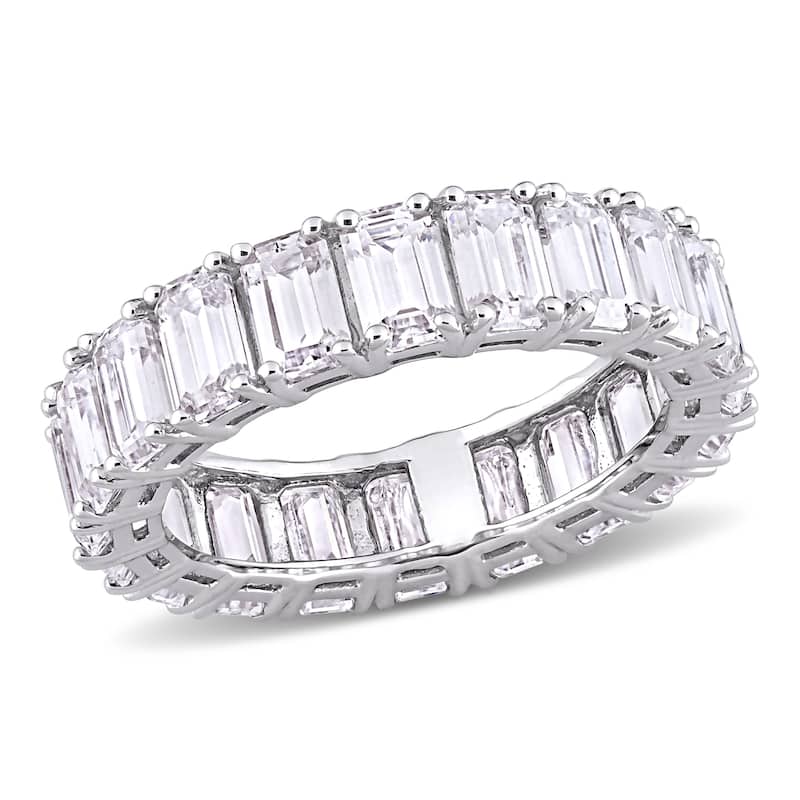 Miadora 6ct DEW Emerald Cut Created Moissanite Eternity Ring 14k White Gold