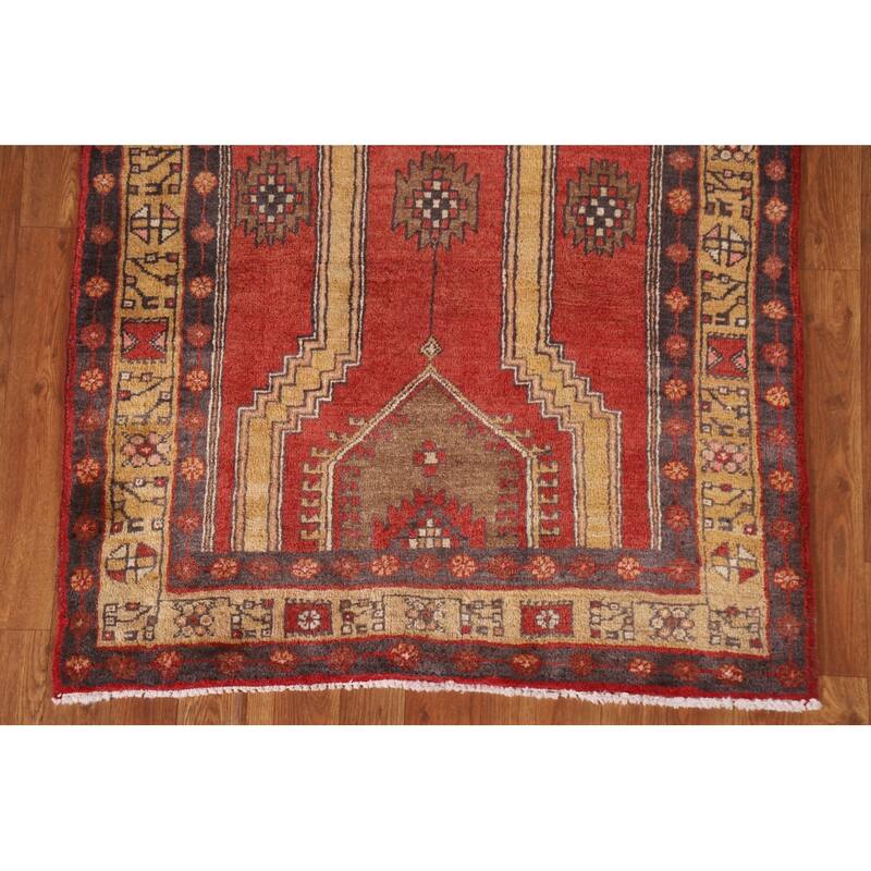 Vegetable Dye Ardebil Persian Runner Rug Hand-knotted Wool Carpet - 3'3"x 12'8"