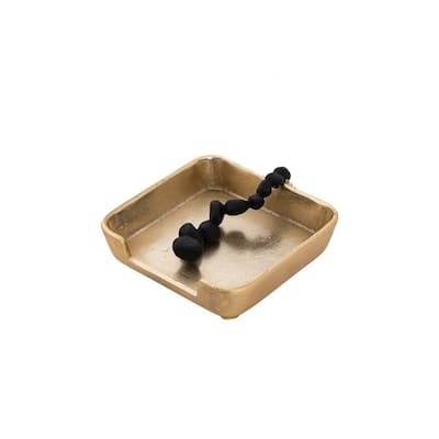 Gold Square Napkin Holder with Black Pebble Detail