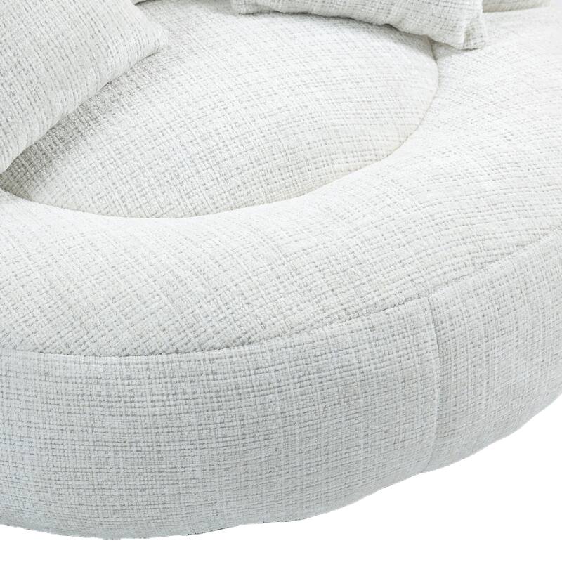 Chenille High Back Lazy Sofa with 3 Pillows and Oversized Bean Bag Chair