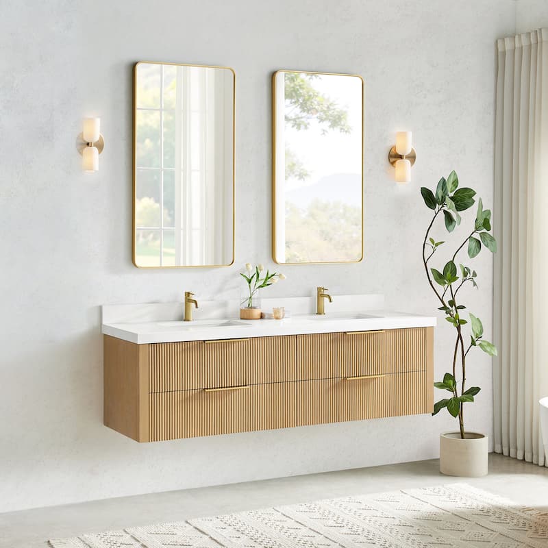 Barcelona Floating Bath Vanity with Quartz Stone Top without Mirror