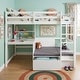 preview thumbnail 10 of 8, Furniture of America Wegh Solid Wood Twin Size Loft Bed with Workstation and Hidden Storage White