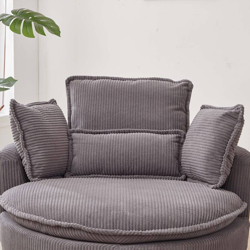 Oversized Swivel Chair with moon storage ottoman