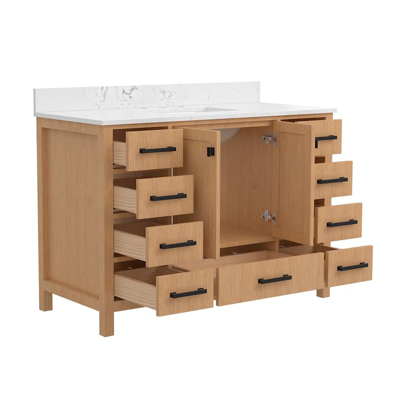 StarrySky 48 inch Undermount Single Sink Bathroom Vanity with Engineered Carrara Marble Top