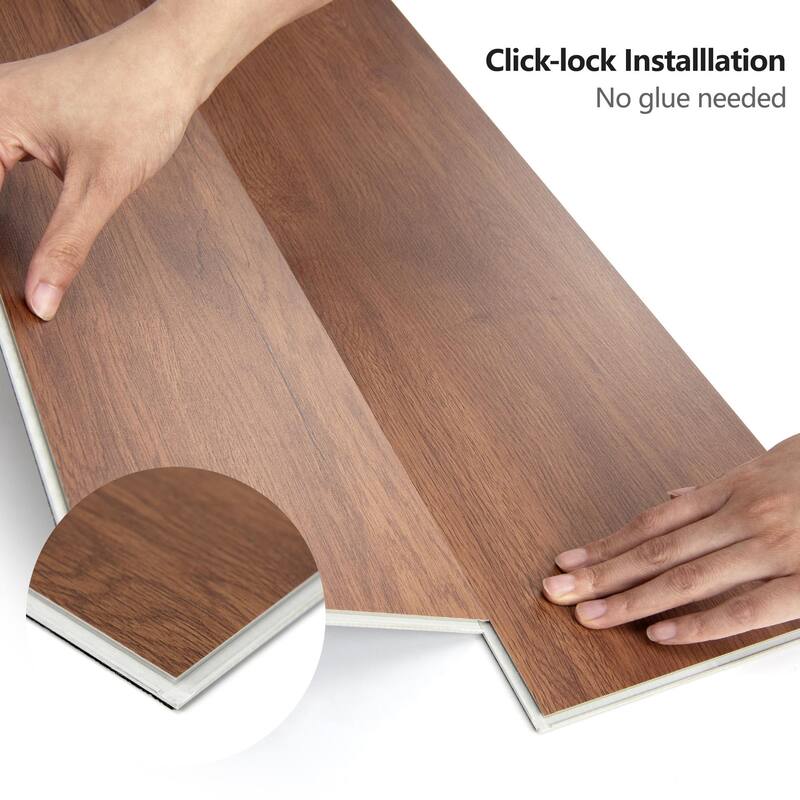Art3d 10pcs 48"x7.2" Click-lock Wood Grain Flooring Cover 24 Sq.Ft.