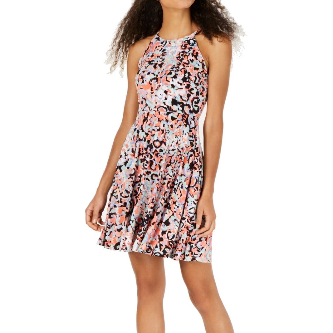 fit and flare leopard print dress
