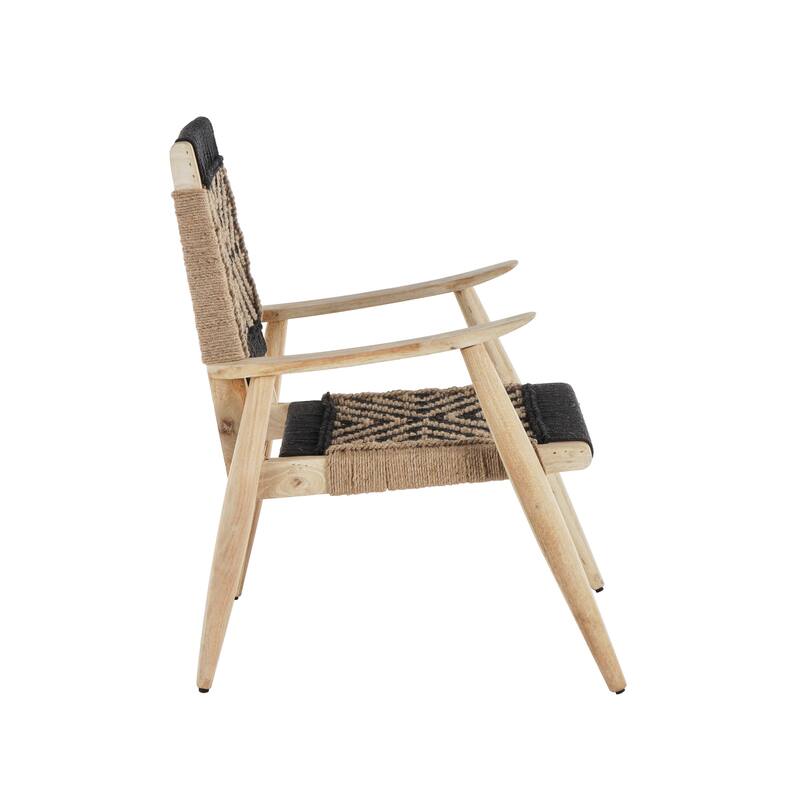 Black or White Jute Rope Handmade Living Room Accent Chair with Brown Mango Wood Frame
