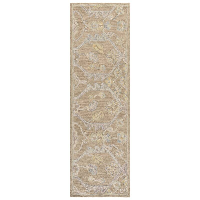 SAFAVIEH Handmade Blossom Eefke Modern Floral Wool Rug - 2'3" x 8' Runner - Light Brown/Beige