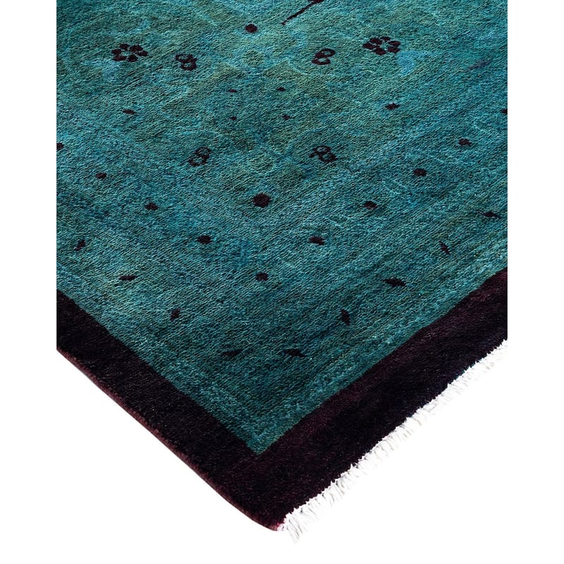 Overdyed, One-of-a-Kind Hand-Knotted Area Rug - Blue - 10' 0" x 14' 2"