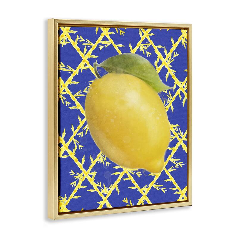 Stupell Bold Lemon over Blue Framed Floater Canvas Wall Art Design By Matthew Piotrowicz
