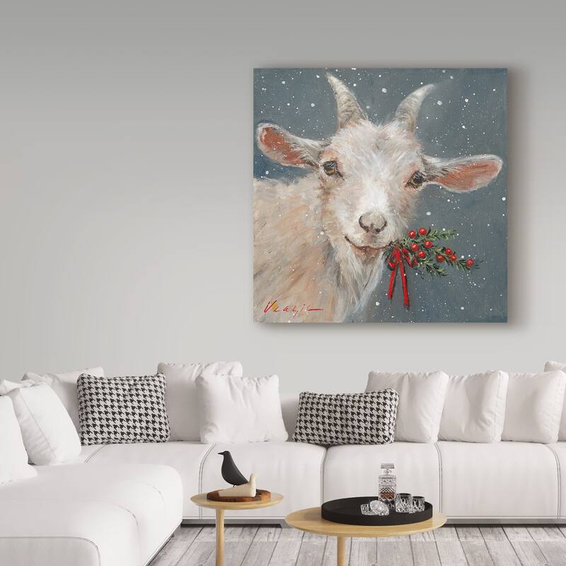 Mary Miller Veazie 'Goat With Holly' Canvas Art