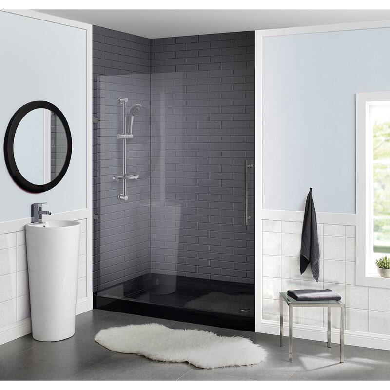 Voltaire 60" x 36" Acrylic Black, Single-Threshold, Right Drain, Shower Base