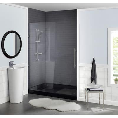 Voltaire 60" x 36" Acrylic Black, Single-Threshold, Right Drain, Shower Base