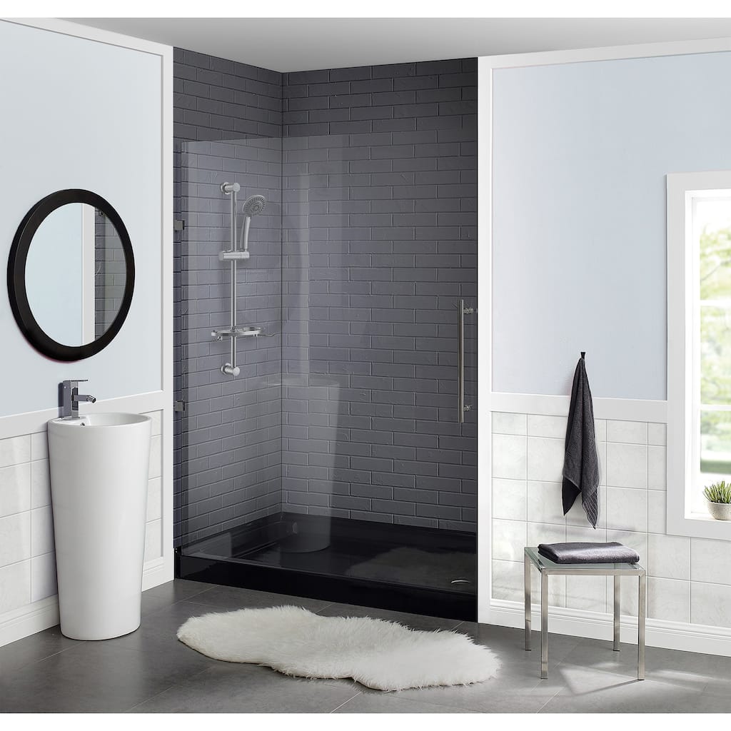 Voltaire 60" x 36" Acrylic Black, Single-Threshold, Right Drain, Shower Base