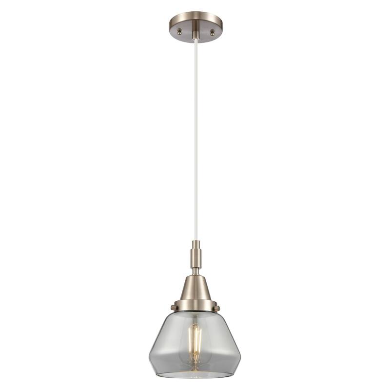 Innovations Lighting Downtown Urban - Caden Fulton - 1 Light 7" Cord Hung Mini Pendant - Light Smoke Shade/Brushed Satin Nickel