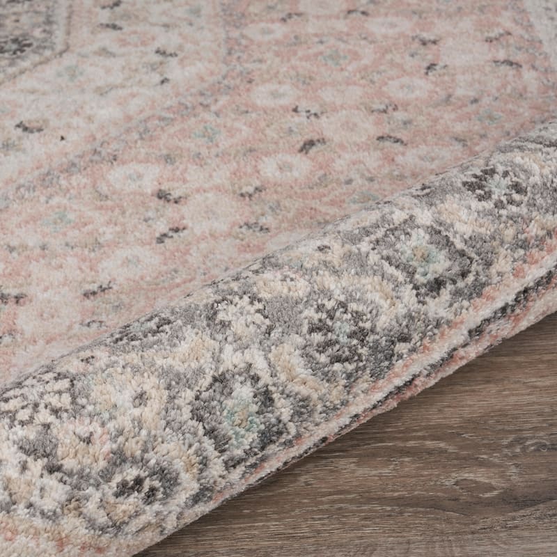 Sevita Soft Pink and Gray Oriental Area Rug