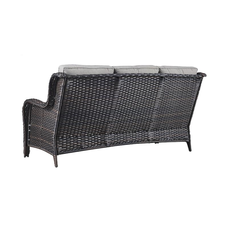 Gymojoy Outdoor Wicker Patio Sofa 3-Seat Rattan Sofa Furniture