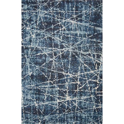 Kas Rugs Madison Midnight Abstract Microfiber Shag Area Rug