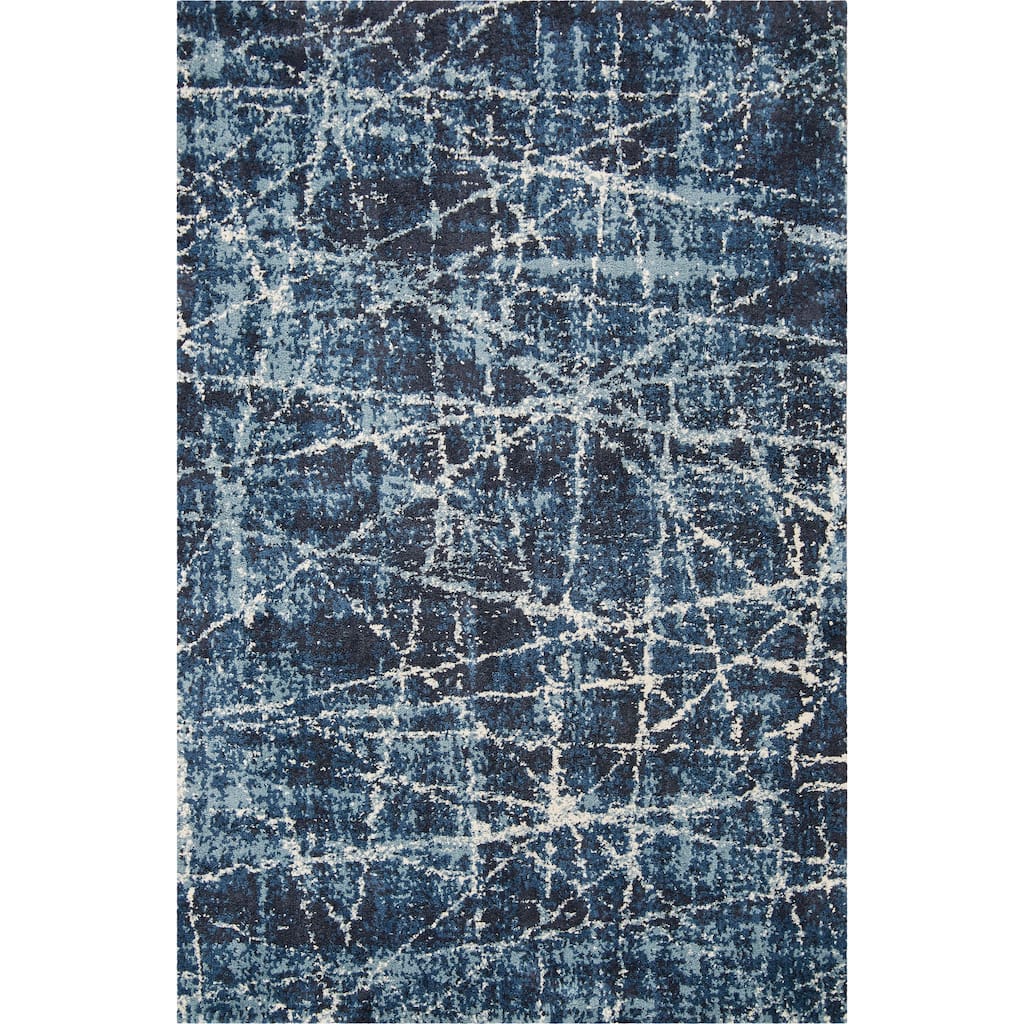 Kas Rugs Madison Midnight Abstract Microfiber Shag Area Rug