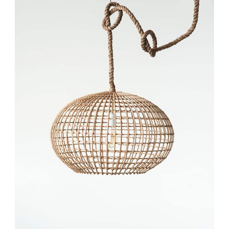 Open-Weave Wicker Ceiling Light