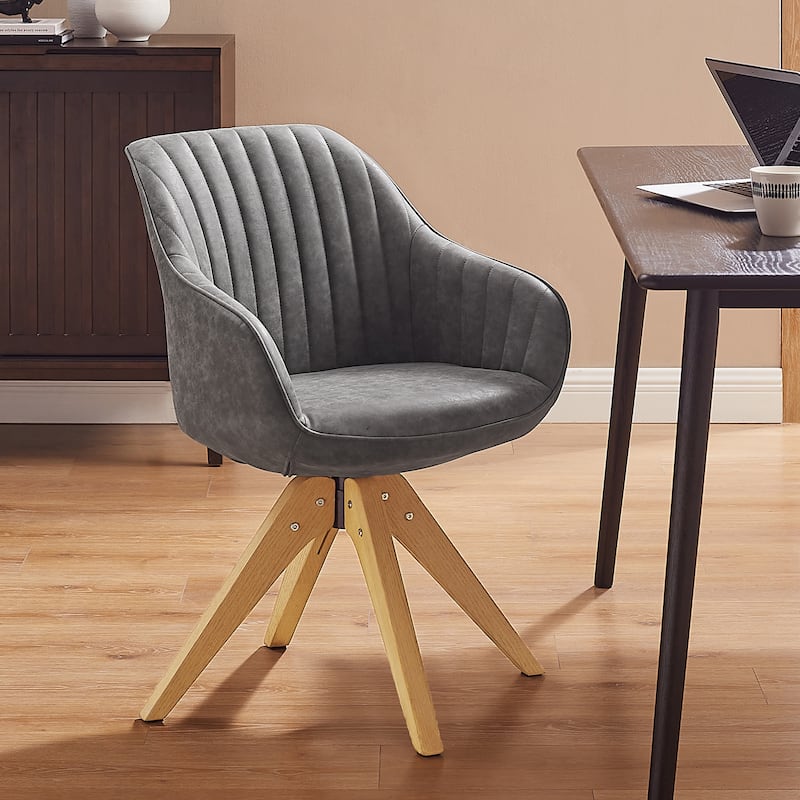 Art Leon Classical Swivel Office Accent Chair with Wood Legs