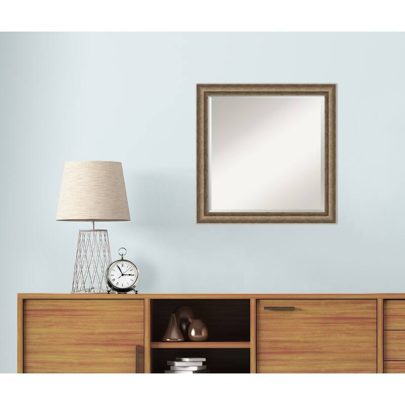 Angled Beveled Wood Framed Wall Mirror
