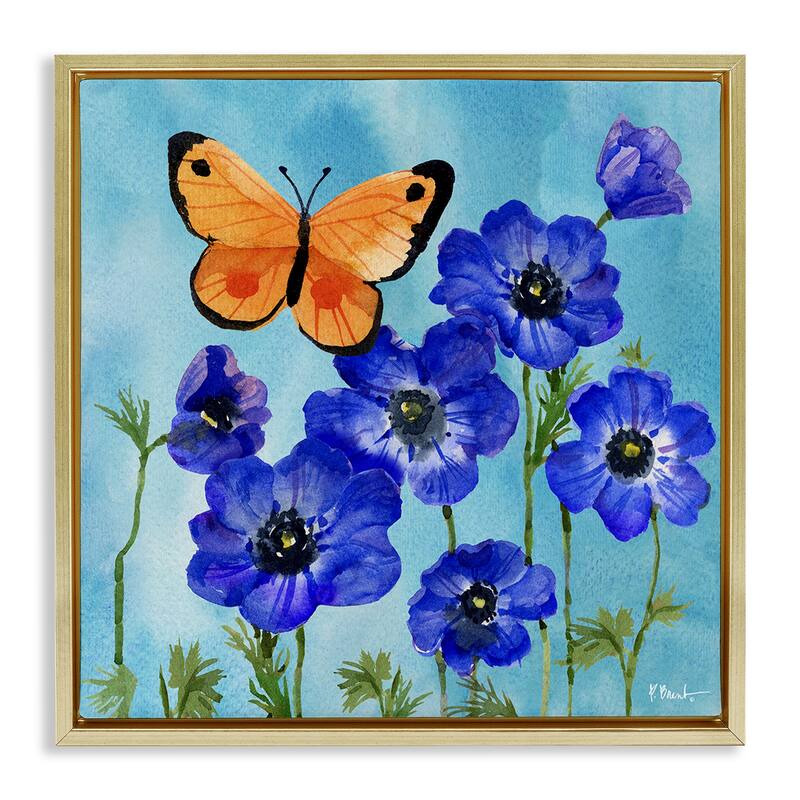 Stupell Poetic Monarch Butterfly Framed Floater Canvas Wall Art Design By Paul Brent - 18 x 18 - Gold