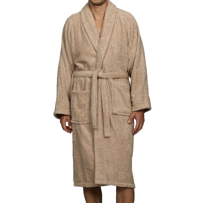100% Cotton Soft Terry Adult Unisex Lightweight Bathrobe by Superior - Medium - Taupe