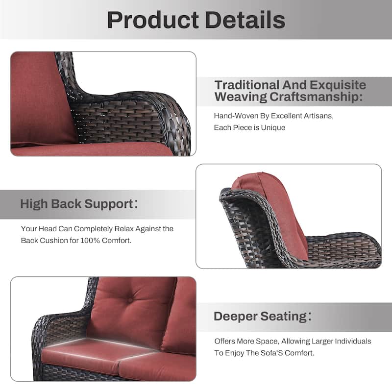 Gymojoy 2-Seat Patio Loveseat, Stylish Outdoor Sofa with Water-Resistant Olefin Cushions