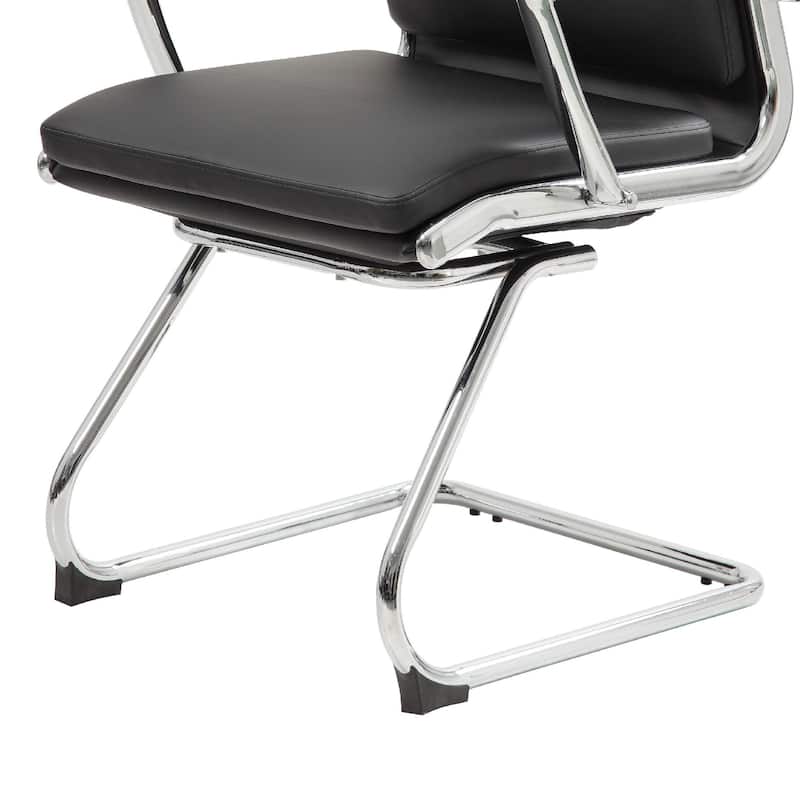 Kim Executive Guest Chair with Metal Chrome Cantilever Base, Black Vinyl