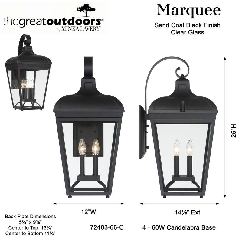 The Great Outdoors 72483 Marquee 4 Light 25" Tall Outdoor Wall Sconce