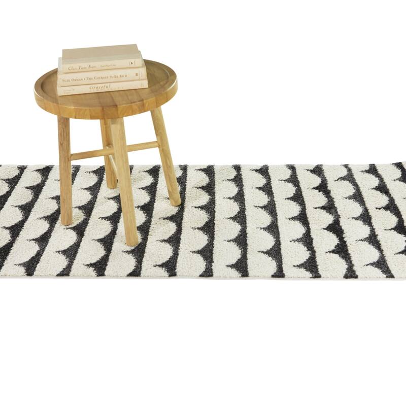 Palmer Modern Striped Area Rug - 2'2" x 7' Runner - White