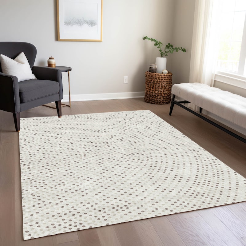 Machine Washable Indoor/ Outdoor Modern Dotty Chantille Rug