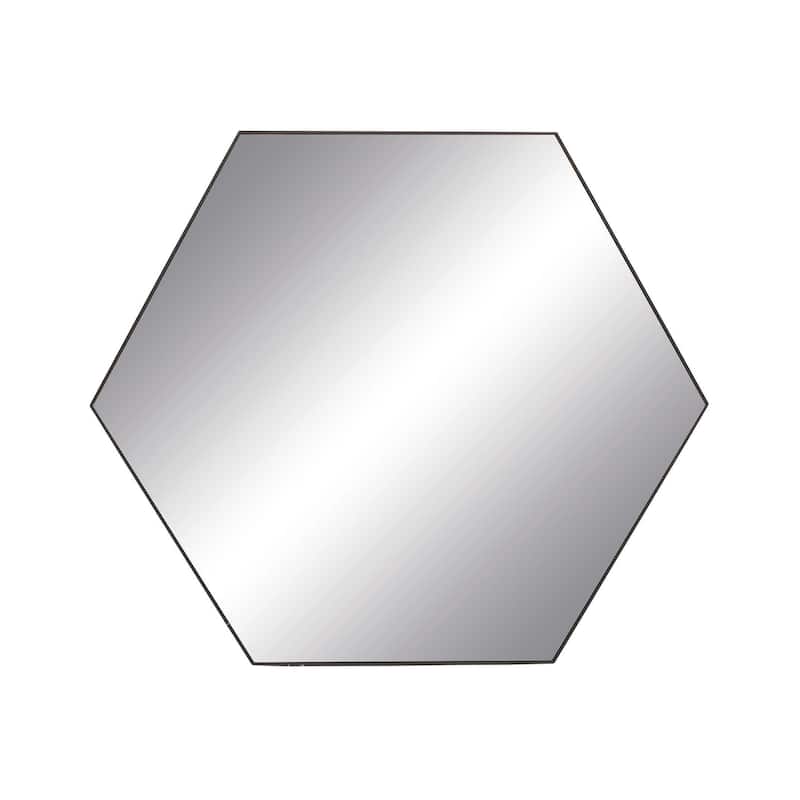 Wooden Hexagon Room Wall Mirror with Thin Minimalistic Frame - Black or Gold - CosmoLiving by Cosmopolitan - 41"W, 35"H - Black