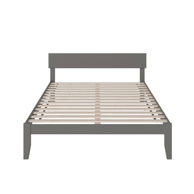 Grey Bed - Modern Panel Headboard, Slat Kit Included, No Box Spring Needed