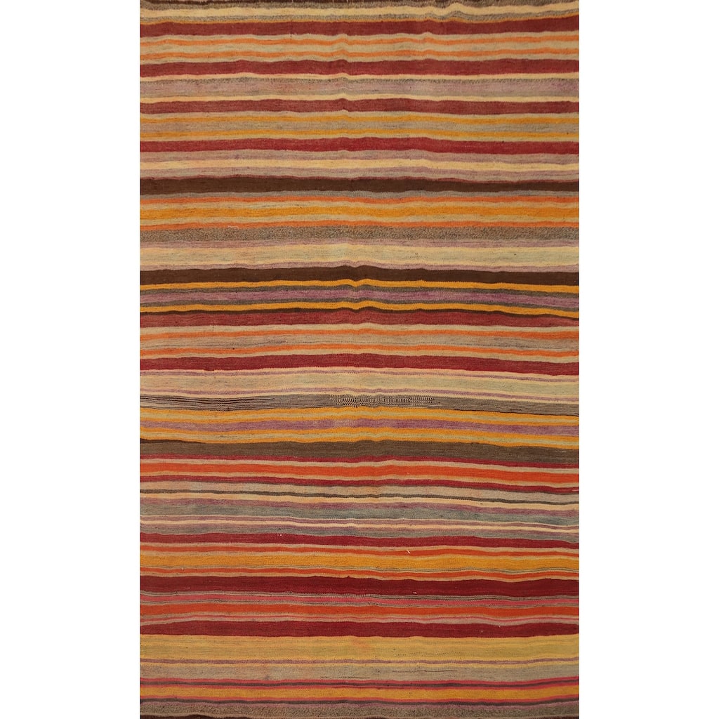 Hand Woven Oriental 100% Wool Carpet Southwestern Tribal Multi-Colored Kilim Area Rug - 6' 6'' X 4' 3''