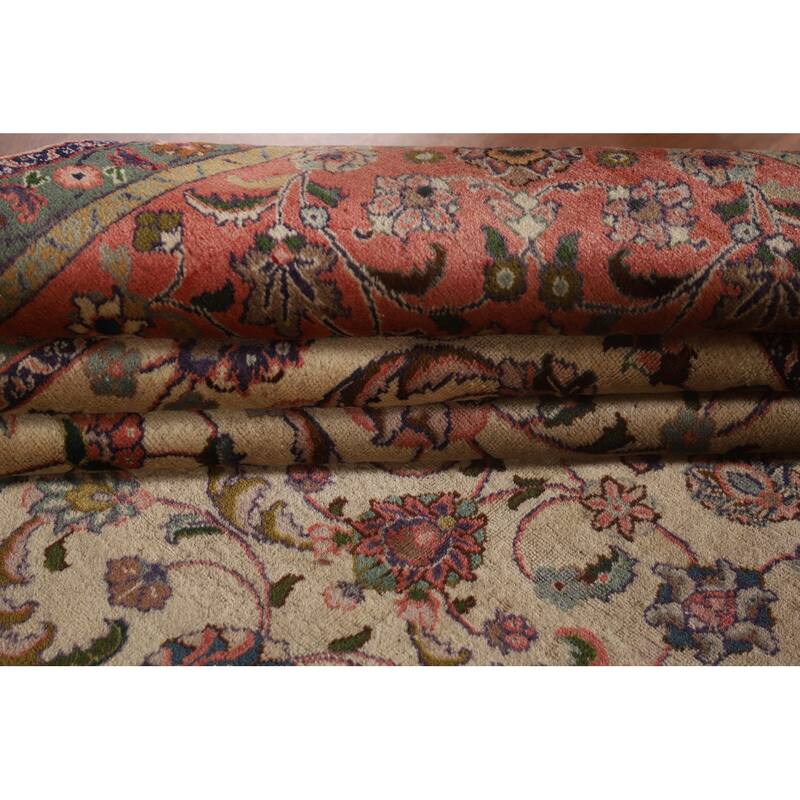 Vegetable Dye Signed Tabriz Persian Antique Rug Handmade Wool Carpet - 9'3"x 13'0"