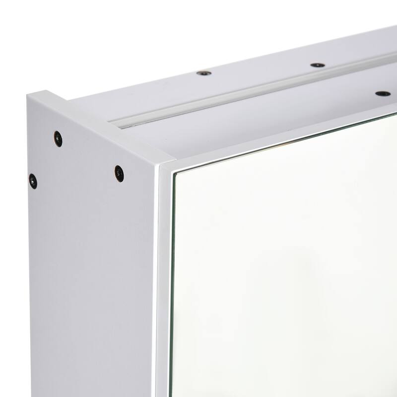 Wall-Mounted LED Mirror Cabinet with 3 Adjustable Shelves and USB Powered 6500K White Light - 35.5" L x 6" W x 29.5" H